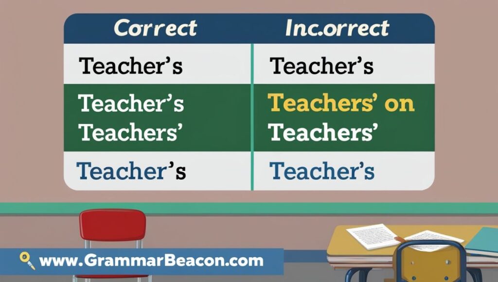 Teacher’s vs Teachers’ vs Teachers