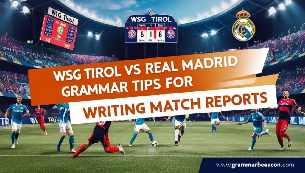 Action-packed football match between WSG Tirol and Real Madrid with players competing on the field and a cheering crowd in the stadium.