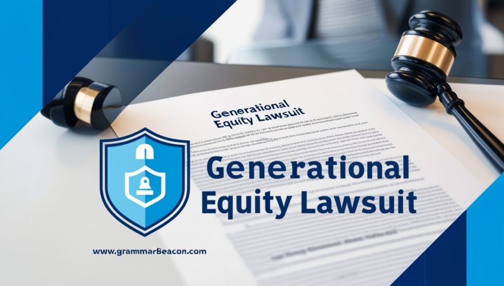 Generational Equity Lawsuit legal documents and cybersecurity data breach courtroom concept illustration